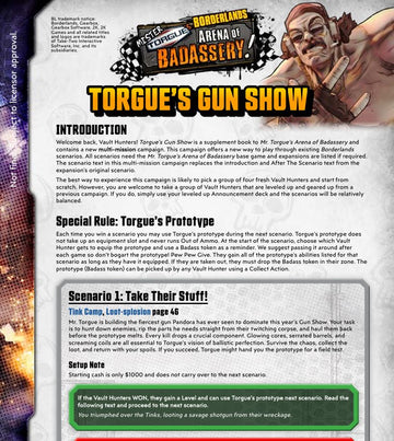 Mister Torgue's Arena of Badassery™: Torgue's Gun Show Scenario PDF Download